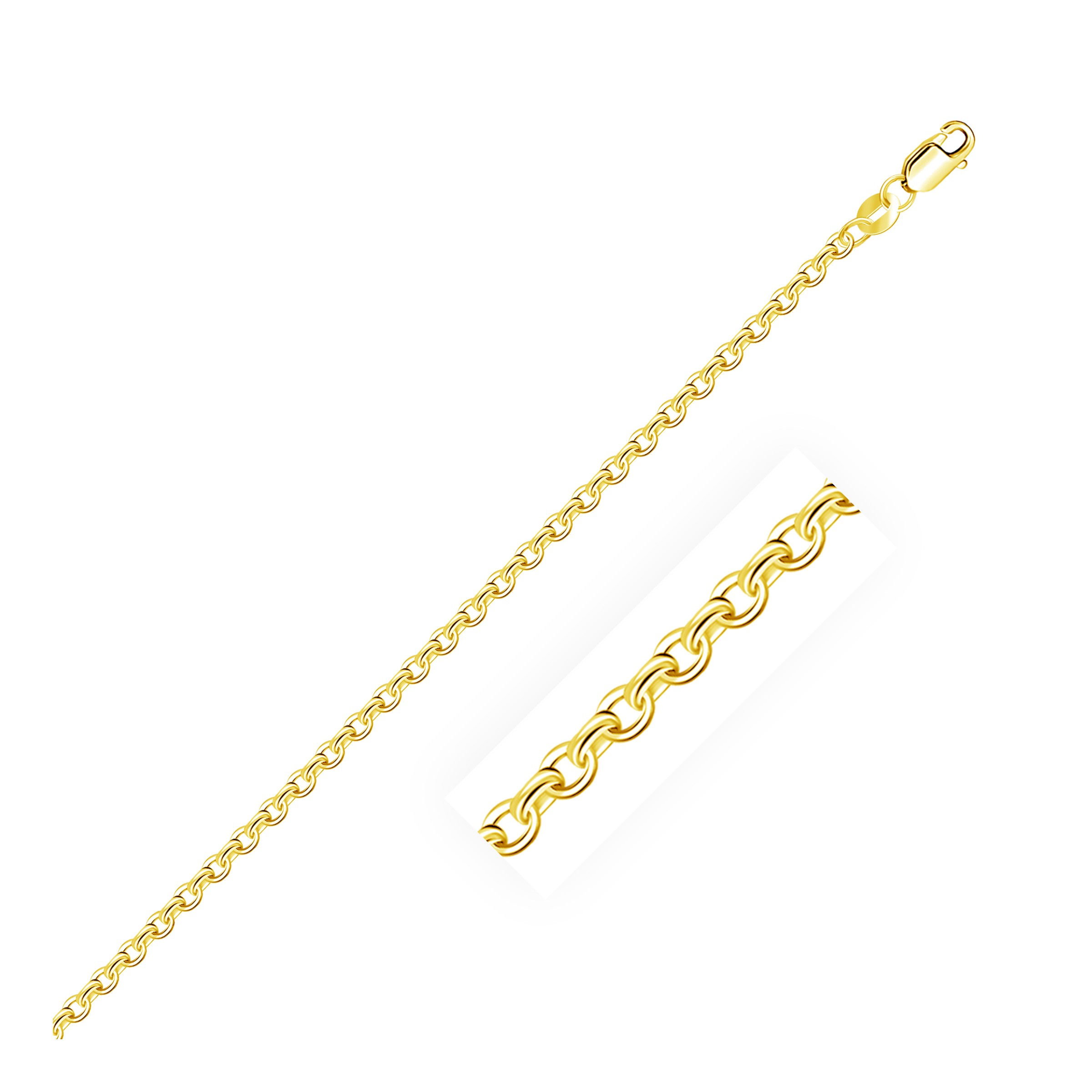Nathalia's Ny 2.3 Mm. 14K Real Gold Necklace, Diamond Cut Cable, Size 2.3 Mm. 93938