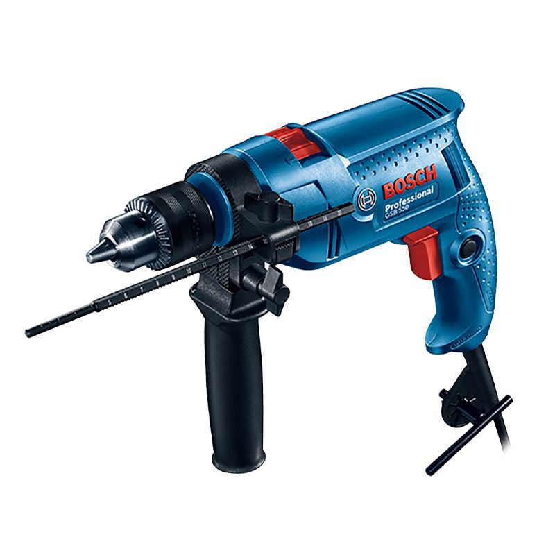 BOSCH ชุดสว่านกระแทก สว่าน สว่านไฟฟ้า สว่านกระแทก รุ่น GSB 550 (Promo Set) ขนาด 13 มม. สีน้ำเงิน - ดำ