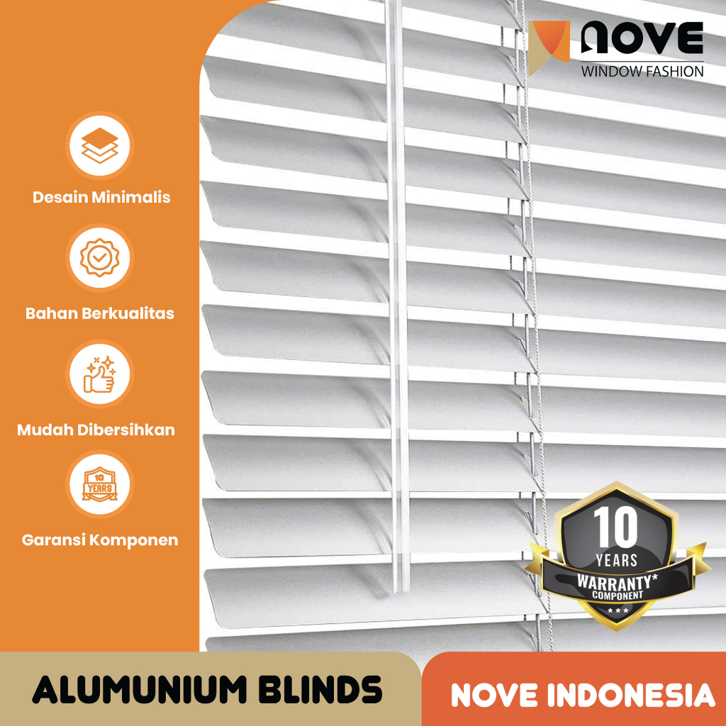 Hot deal nove - มู่ลี่อลูมิเนียมวีเนเชียน แท่งสแลทดีลักซ์ + สายไฟ - ขนาดกําหนดเอง