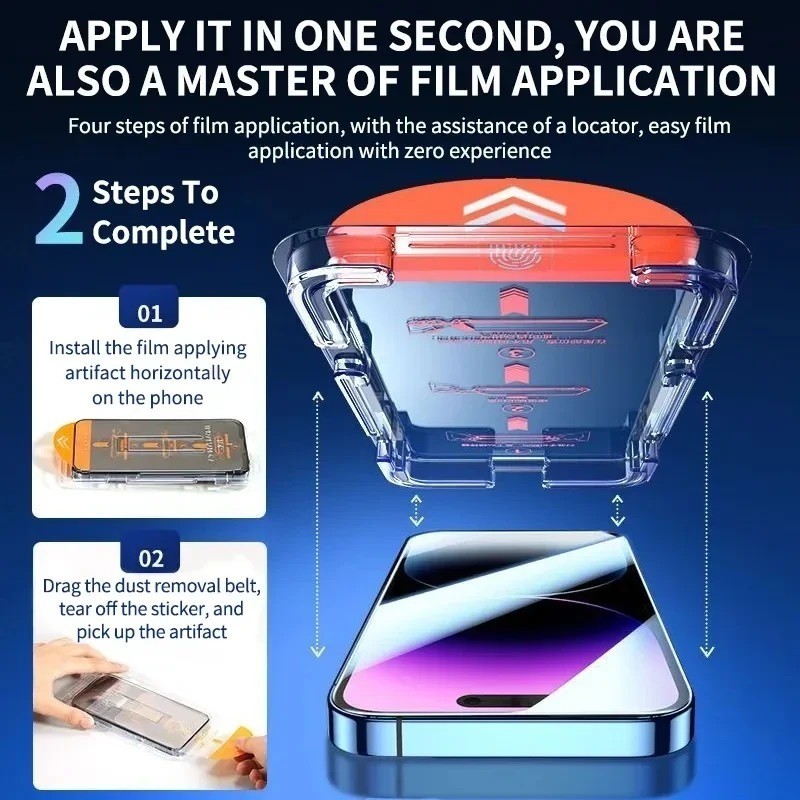 กระจกนิรภัยปกป้อง สำหรับ iPhone 16 16Pro Max 13 14 15 12 11 Xs Max 16 15 14 PRO MAX ติดตั้งง่ายอุปกรณ์กำจัดฝุ่นอัตโนมัติ