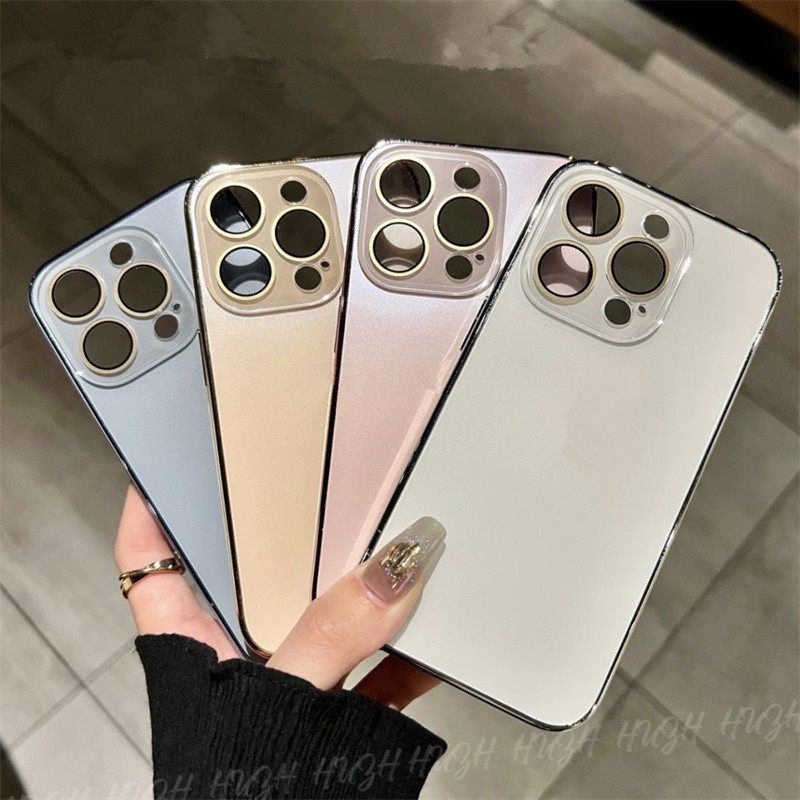 หรูหราคุณภาพสูง AG Frosted Glass เคสโทรศัพท์สําหรับ iPhone 15 14 13 12 Pro Max ชุบ PC Shock กรณีเลนส์ป้องกันฟิล์ม Hard ปกหลังสําหรับ iPhone 11