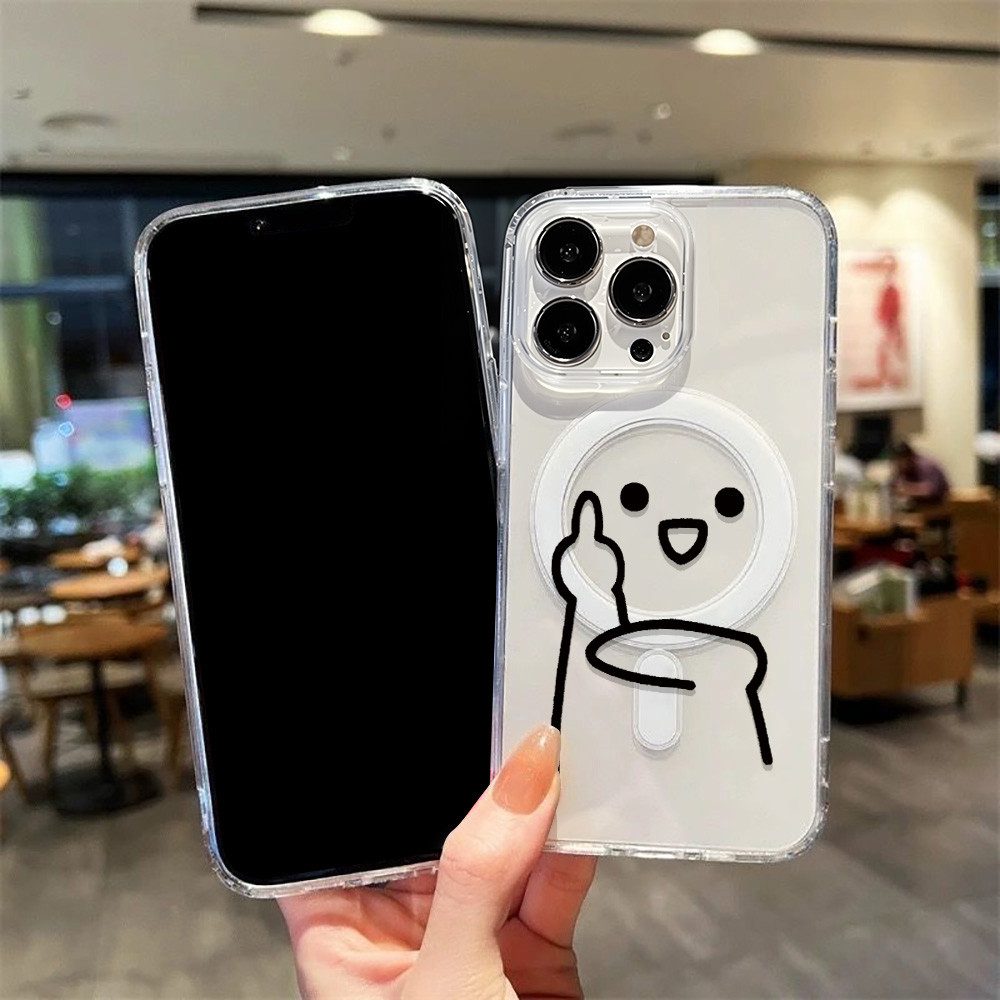 Magnetic Case เคสทรศัพท์ For iPhone 15 17 13 11 12 14 16 Pro Max Air 13promax เคสใส เคสกันกระแทก รองรับการชาร์จแบบไร้สาย