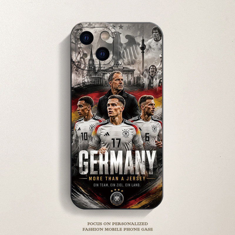 เคส Soft TPU ลายฟุตบอลทีมชาติเยอรมนี ฟุตบอลโลก 2026 สำหรับ iPhone 11-17 กันกระแทก Black/White