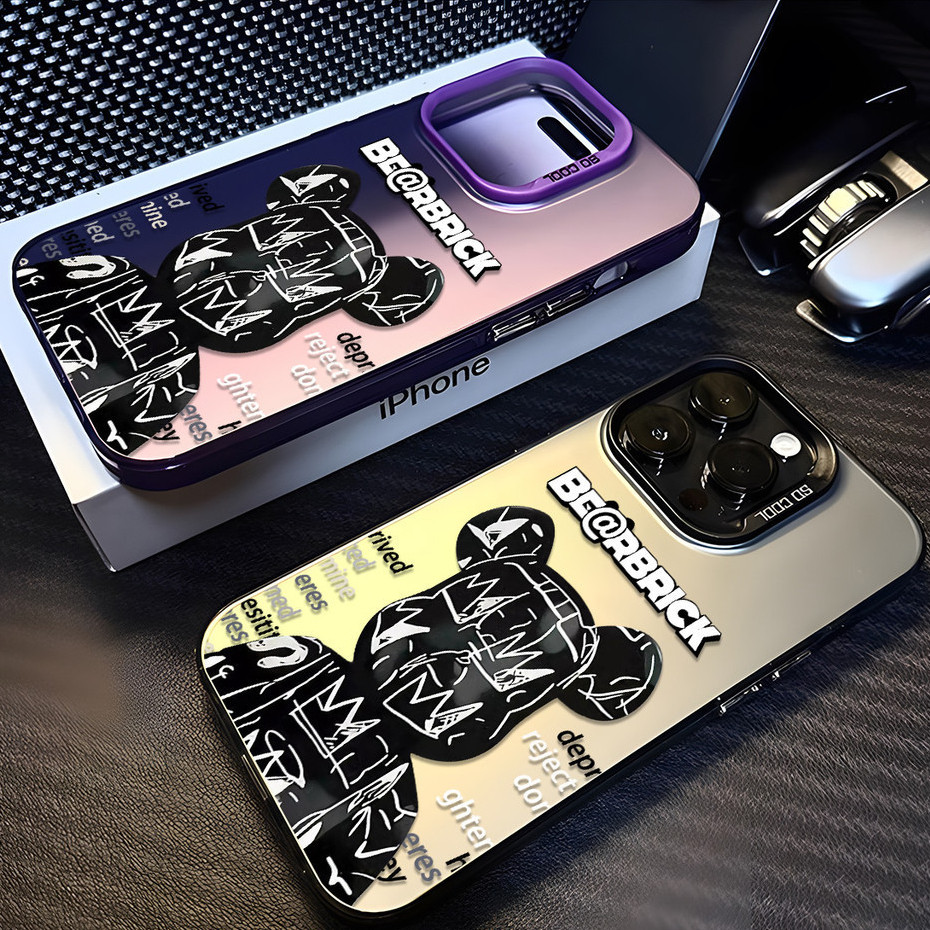 สำหรับ iPhone 13 12 14 11 15 Pro Max XR X Plus XS SE 7 8 แบรนด์แฟชั่นหมีรุนแรงรูปแบบกรณีโทรศัพท์กรณียากกันกระแทกและ