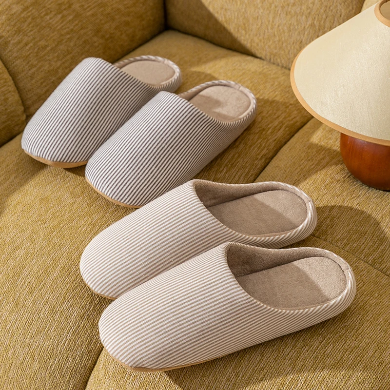 A Like Unisex Home Slippers Soft Fur Slippers Warm Indoor Flat Slides Nonslip Couples Shoes Bedroom Light Slience Flats Autumn&Spring