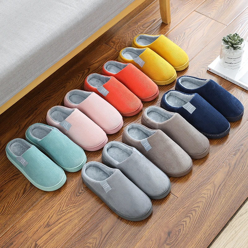 A Like Thick Sole Home Indoor Outside Men And Women Couples Winter Household Warm Fluffy Slippers High Heels Plush Cotton Shoes Ladies